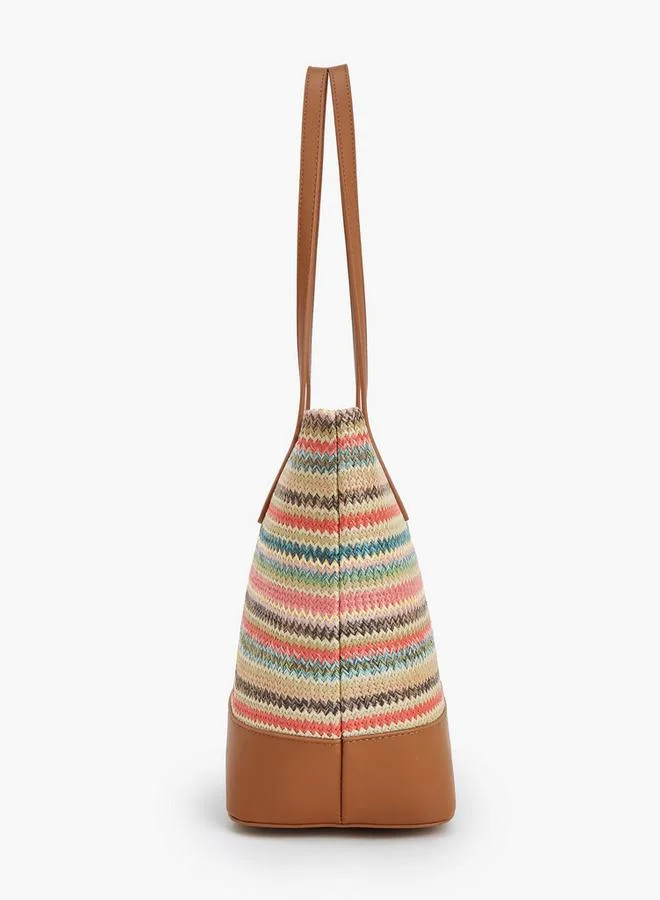 Peppermint MULTICOLOUR Striped Tote Bag With Zip Closure for Women | Best Price UAE